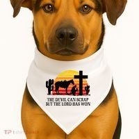 The Devil Can Scrap But The Lord Has Won USA-Made Doggie Bandana thumb 1