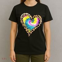 Tie Dye Colorful Cute Leopard Heart Love Hippie T-Shirt thumb 4
