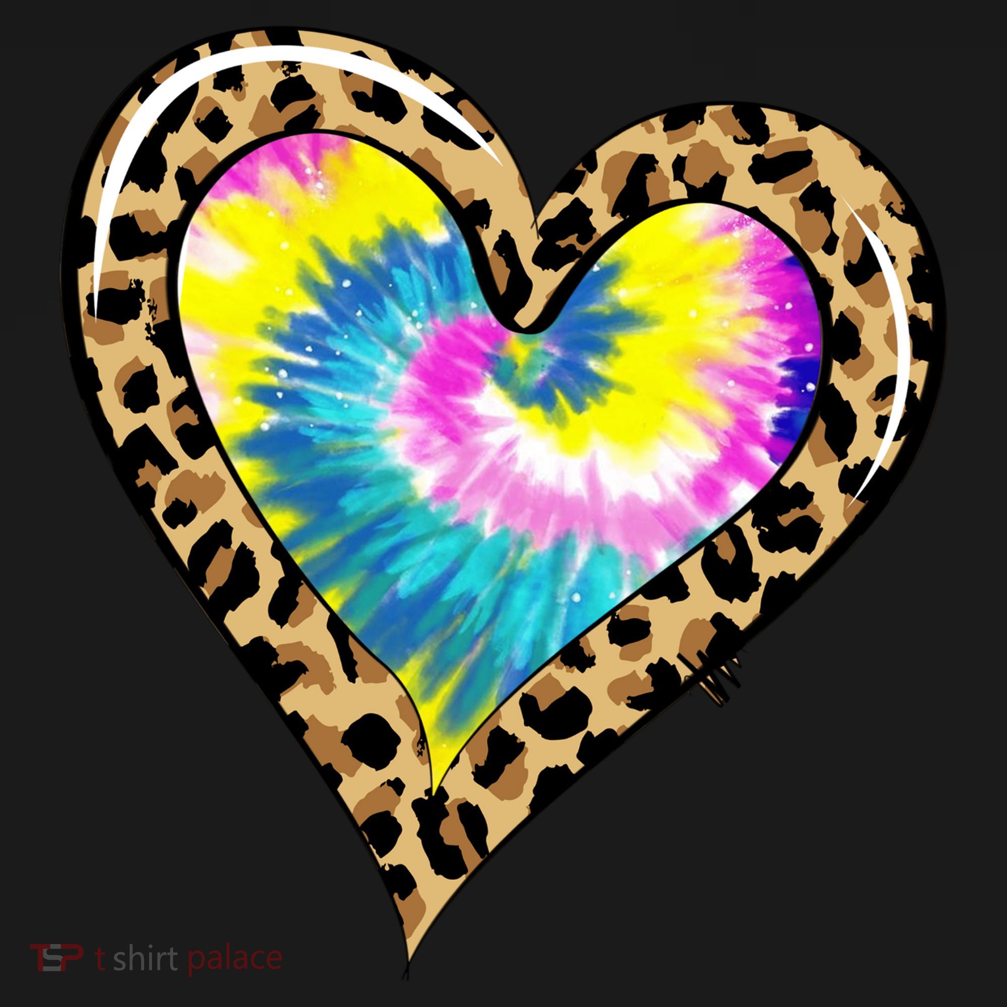 Tie Dye Colorful Cute Leopard Heart Love Hippie T-Shirt