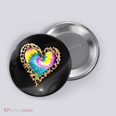 Tie Dye Colorful Cute Leopard Heart Love Hippie Button