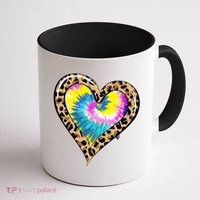 Tie Dye Colorful Cute Leopard Heart Love Hippie Coffee Mug back