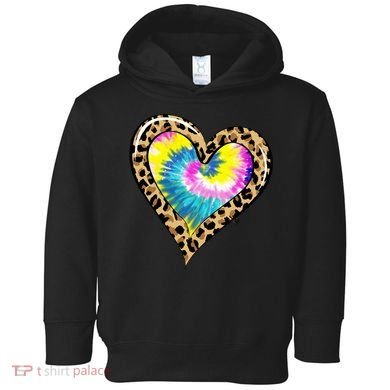 Tie Dye Colorful Cute Leopard Heart Love Hippie Toddler Hoodie