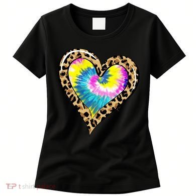 Tie Dye Colorful Cute Leopard Heart Love Hippie Women's T-Shirt