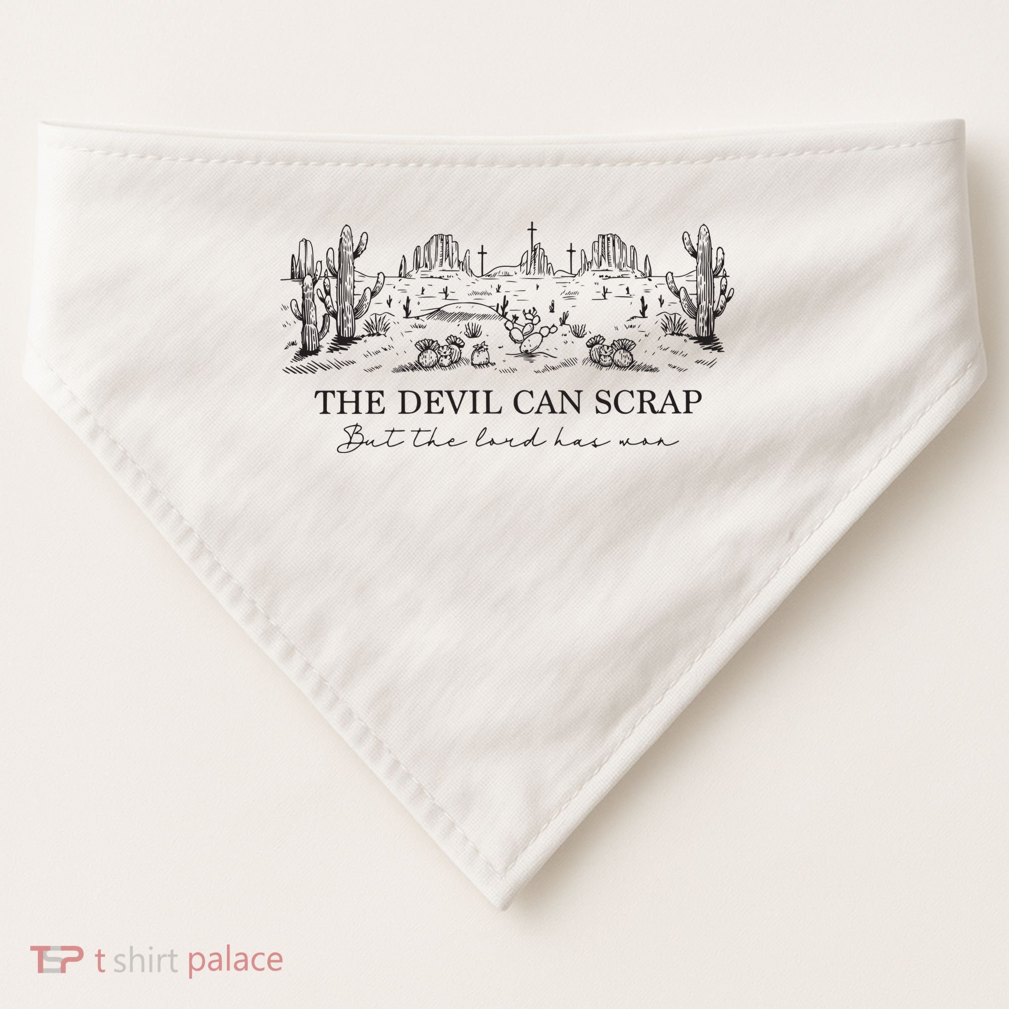 The Devil Can Scrap But The Lord Has Won Western USA-Made Doggie Bandana