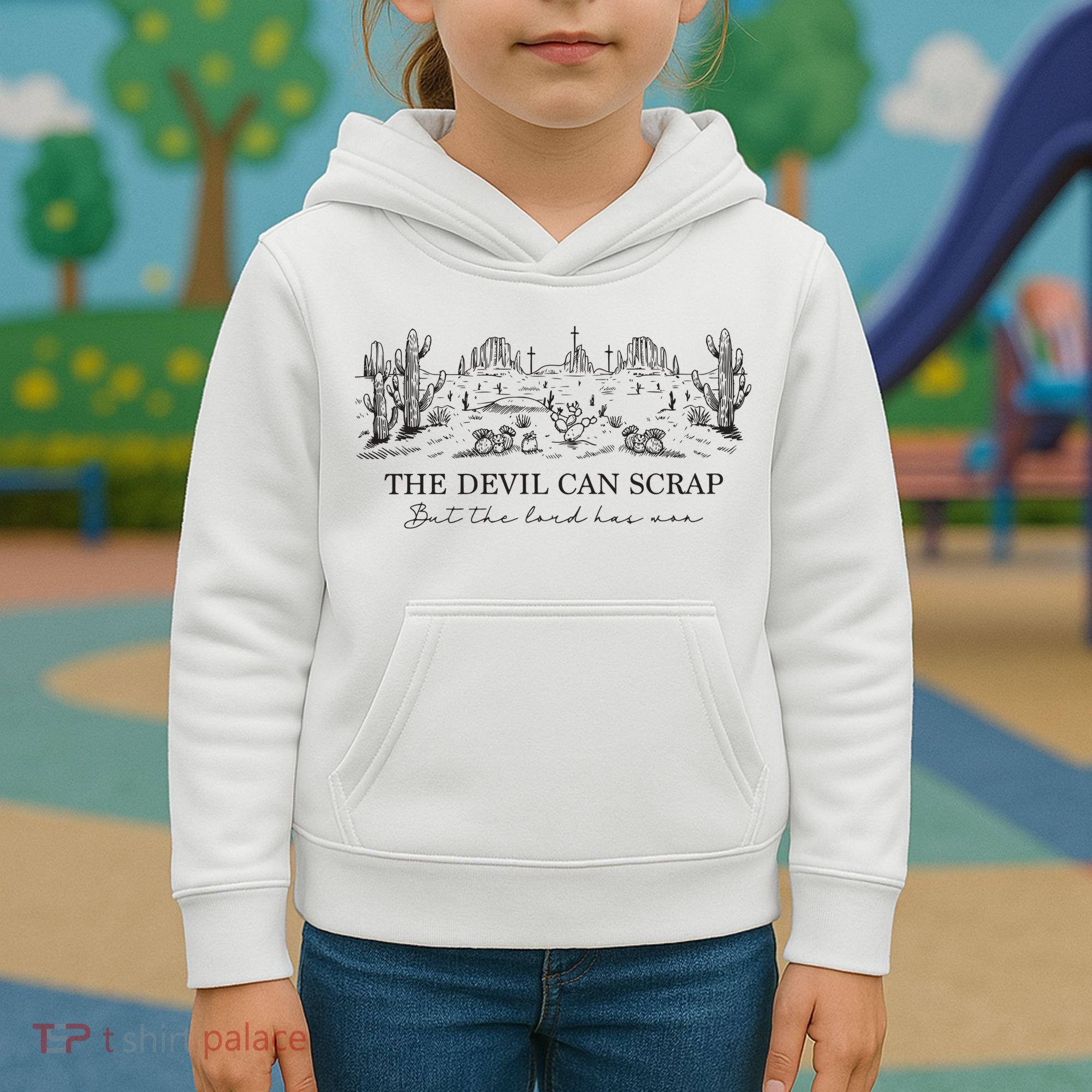 The Devil Can Scrap But The Lord Has Won Western Kids Hoodie