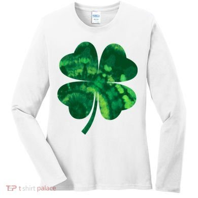 Tie Dye Clover St Patrick's Day Women's Long Sleeve Shirt