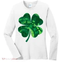 Tie Dye Clover St Patrick's Day Women's Long Sleeve Shirt thumb 0