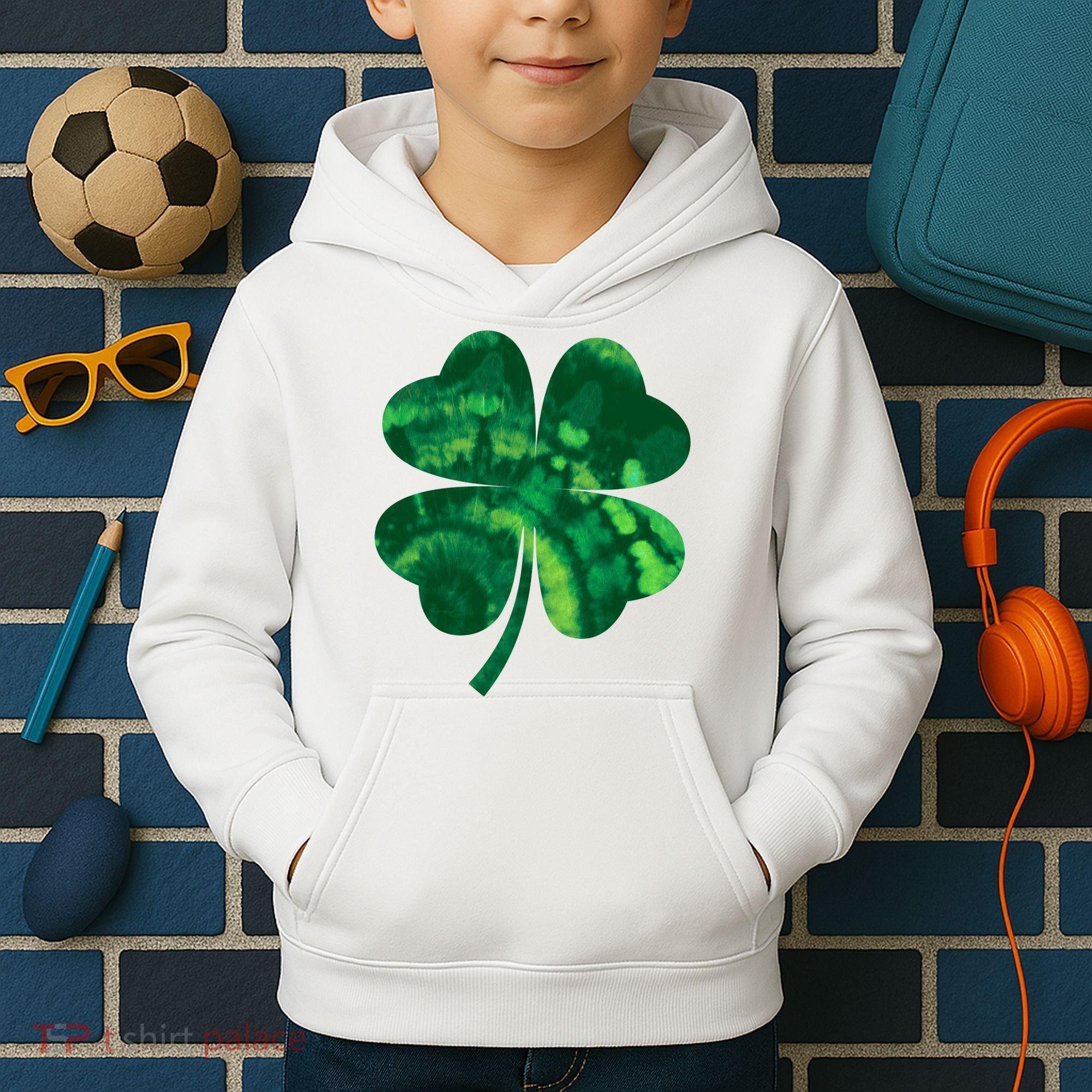 Tie Dye Clover St Patrick's Day Kids Hoodie
