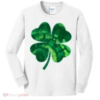 Tie Dye Clover St Patrick's Day Kids Long Sleeve Shirt thumb 0