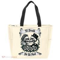 Til Death Do Us Part Skeleton Bride & Groom Marriagewedding Tote Bag thumb 0