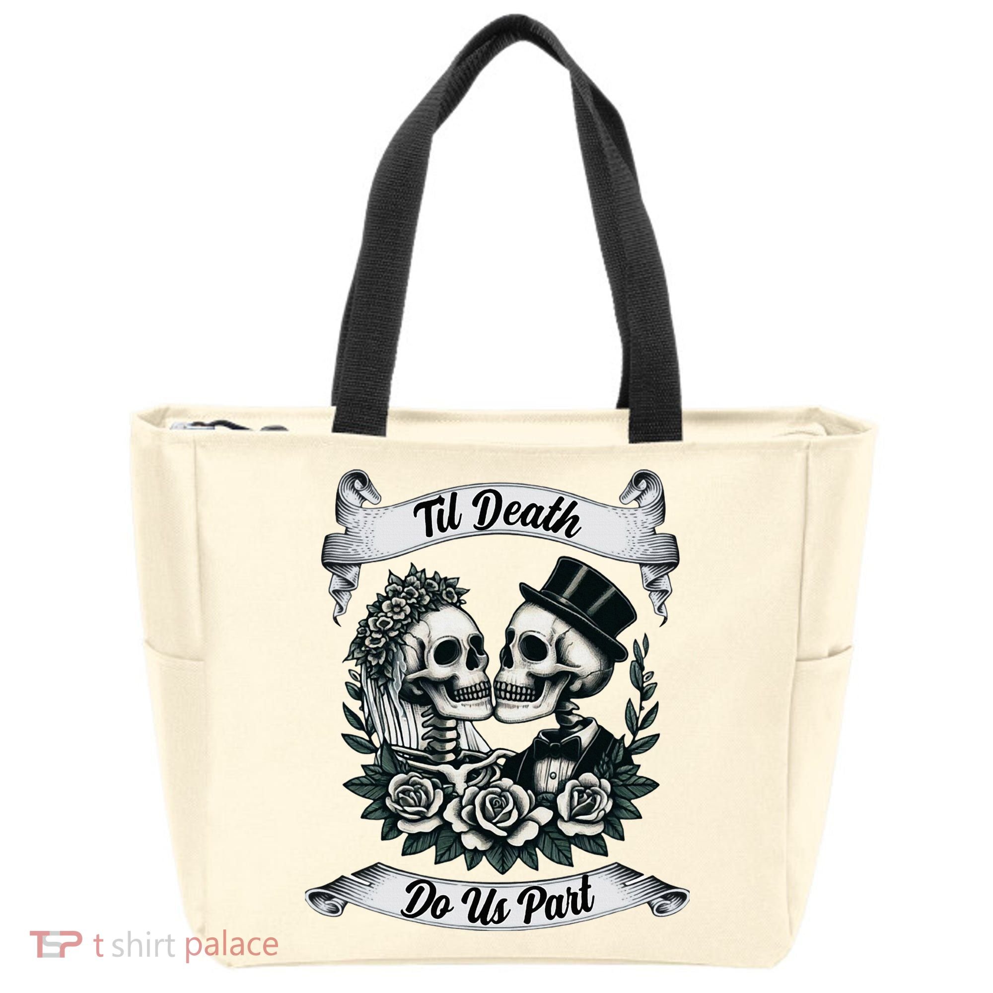 Til Death Do Us Part Skeleton Bride & Groom Marriagewedding Tote Bag