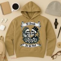 Til Death Do Us Part Skeleton Bride & Groom Marriagewedding Hoodie thumb 3