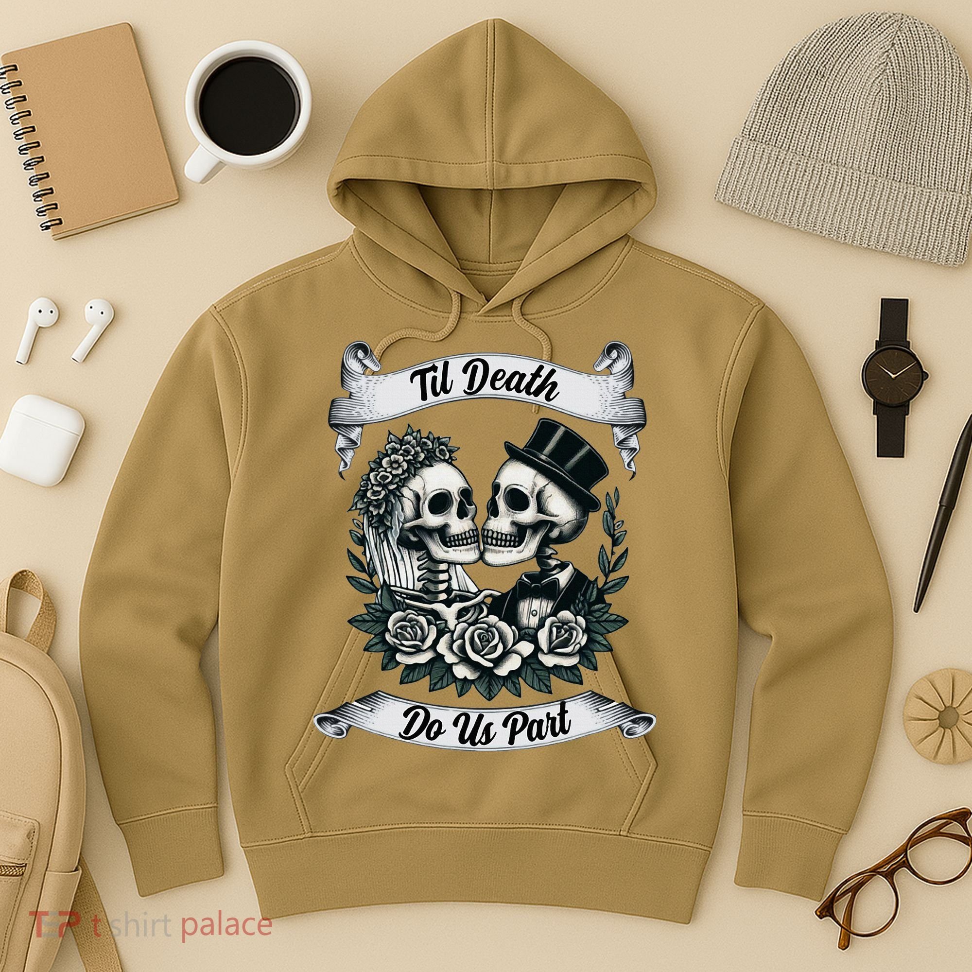 Til Death Do Us Part Skeleton Bride & Groom Marriagewedding Hoodie