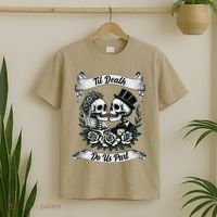 Til Death Do Us Part Skeleton Bride & Groom Marriagewedding T-Shirt thumb 2