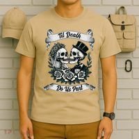 Til Death Do Us Part Skeleton Bride & Groom Marriagewedding T-Shirt thumb 6