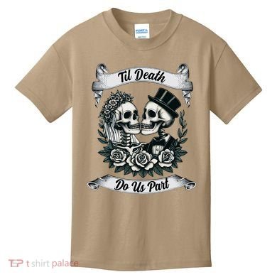 Til Death Do Us Part Skeleton Bride & Groom Marriagewedding Kids T-Shirt