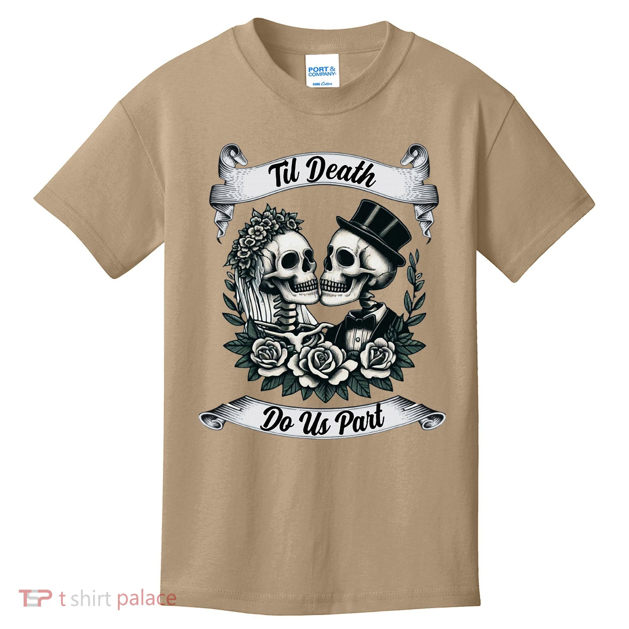 Til Death Do Us Part Skeleton Bride & Groom Marriagewedding Kids T-Shirt
