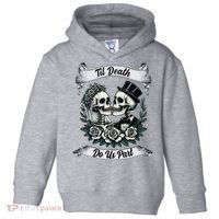 Til Death Do Us Part Skeleton Bride & Groom Marriagewedding Toddler Hoodie thumb 0