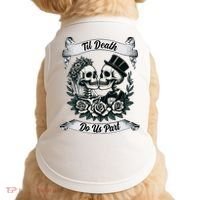 Til Death Do Us Part Skeleton Bride & Groom Marriagewedding Doggie Tank thumb 0