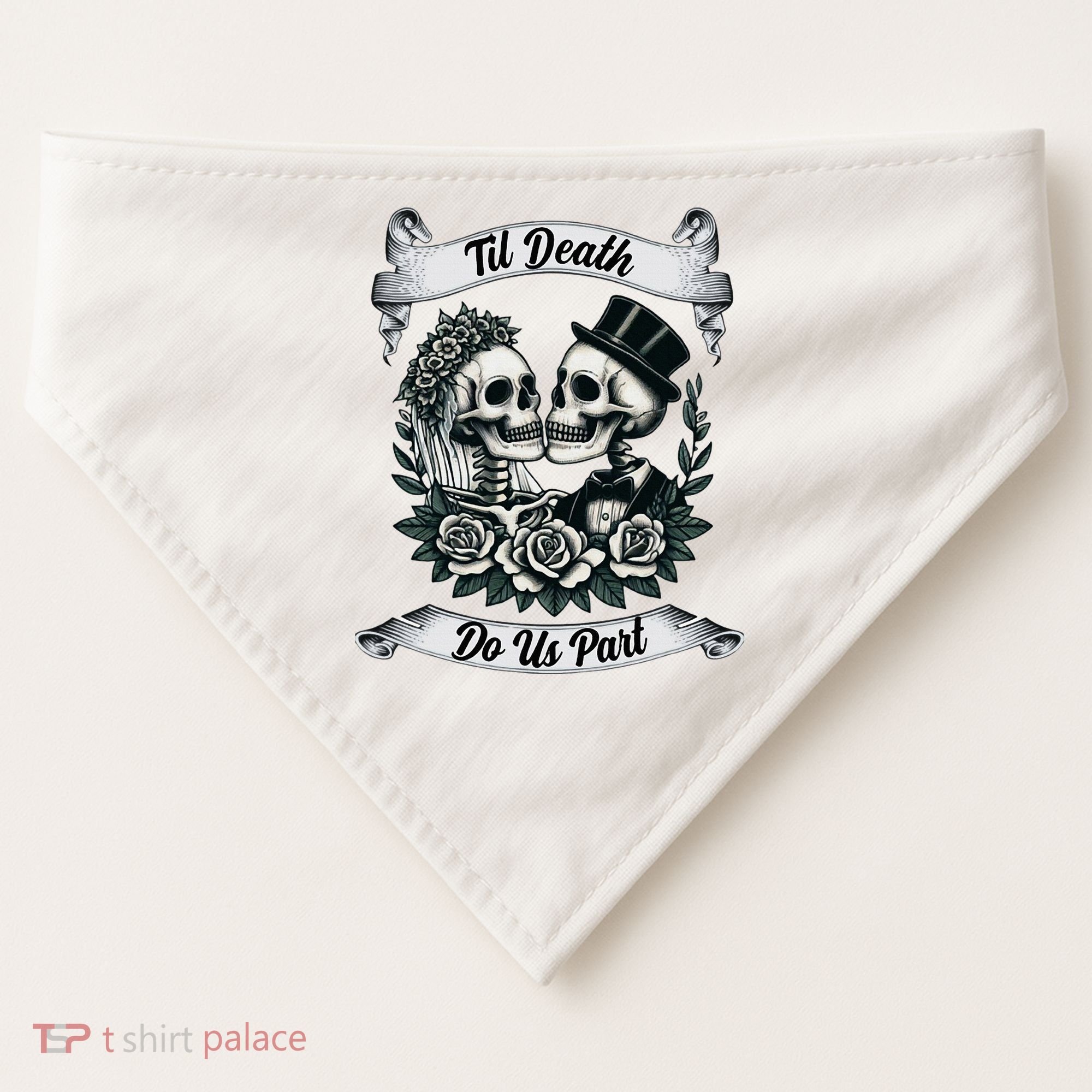 Til Death Do Us Part Skeleton Bride & Groom Marriagewedding USA-Made Doggie Bandana