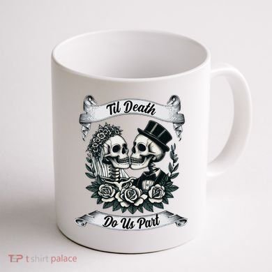 Til Death Do Us Part Skeleton Bride & Groom Marriagewedding Coffee Mug back