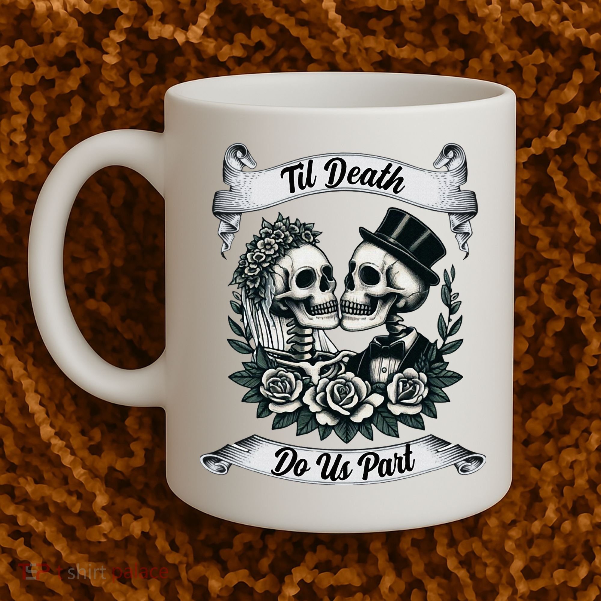 Til Death Do Us Part Skeleton Bride & Groom Marriagewedding Coffee Mug