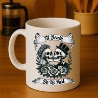 Til Death Do Us Part Skeleton Bride & Groom Marriagewedding Coffee Mug thumb 4