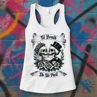 Til Death Do Us Part Skeleton Bride & Groom Marriagewedding Women's Tank Top thumb 3