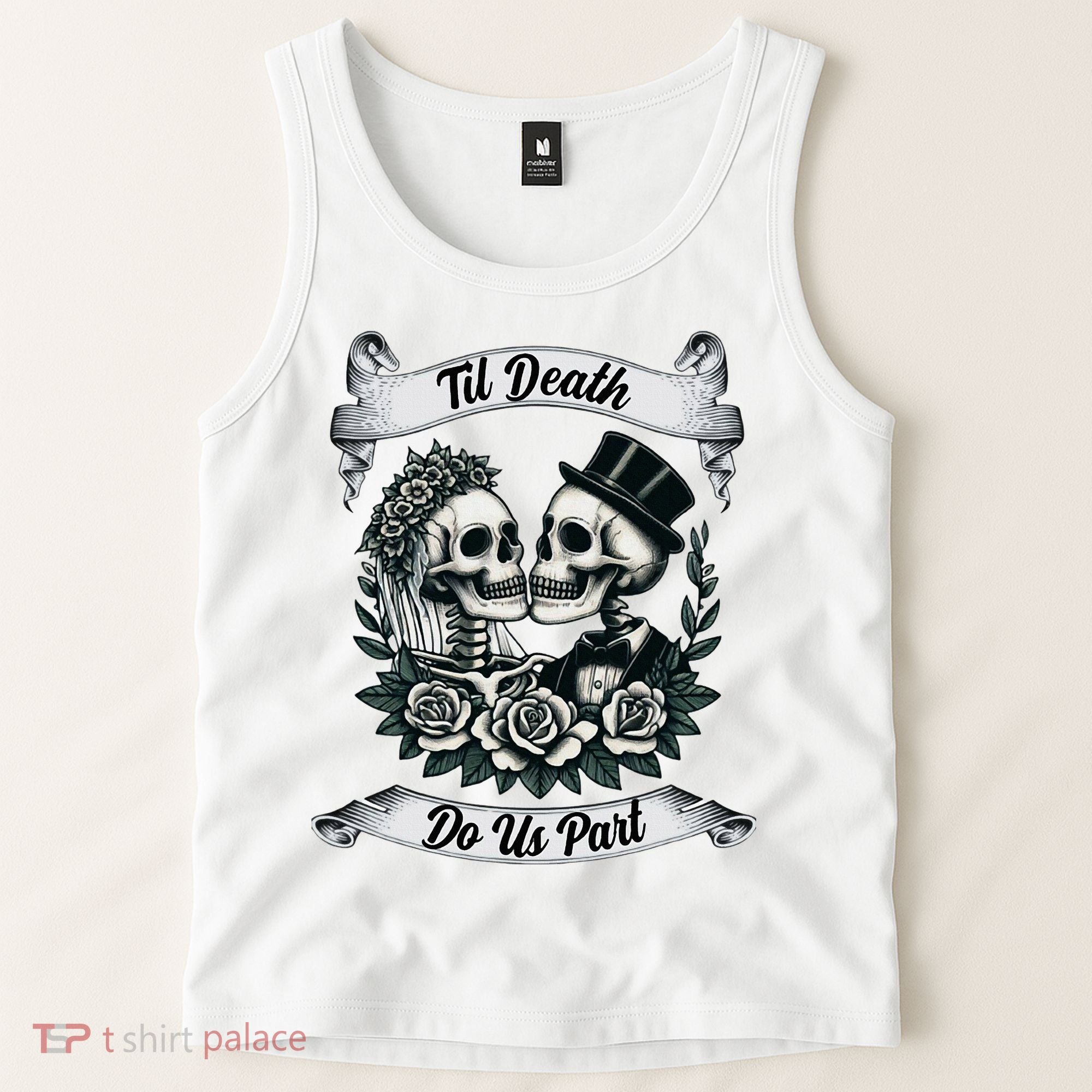 Til Death Do Us Part Skeleton Bride & Groom Marriagewedding Tank Top