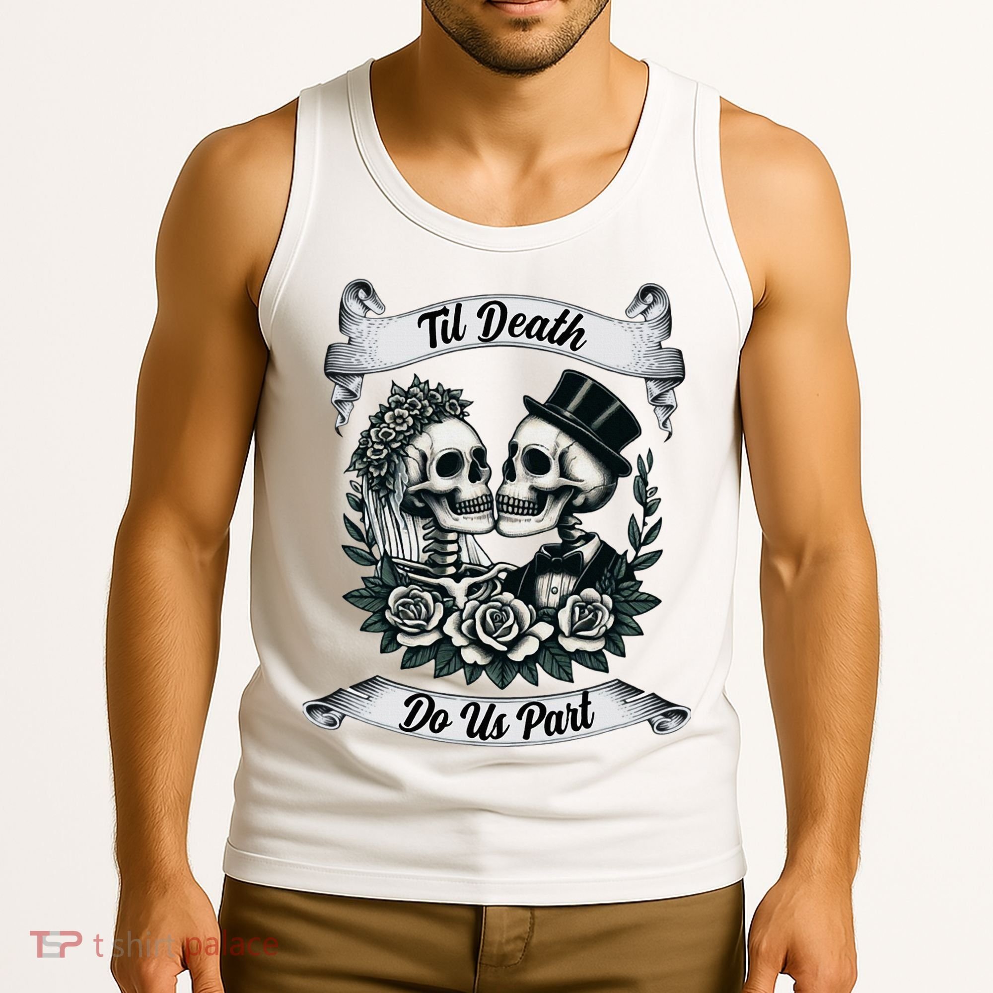 Til Death Do Us Part Skeleton Bride & Groom Marriagewedding Tank Top