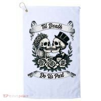 Til Death Do Us Part Skeleton Bride & Groom Marriagewedding Golf Towel thumb 0