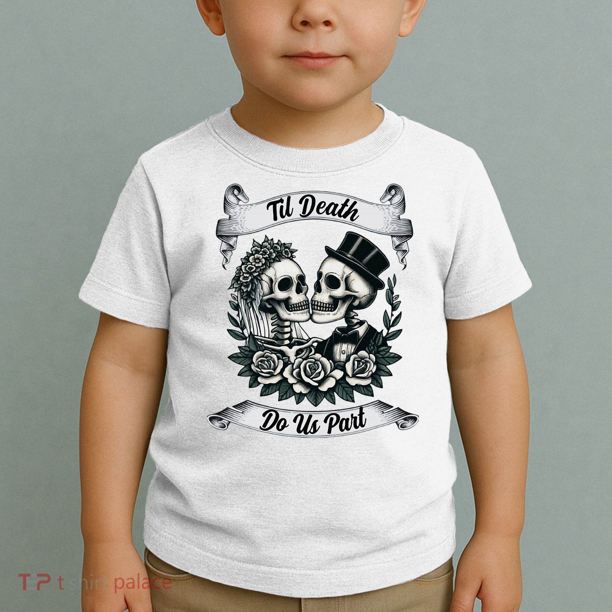 Til Death Do Us Part Skeleton Bride & Groom Marriagewedding Toddler T-Shirt