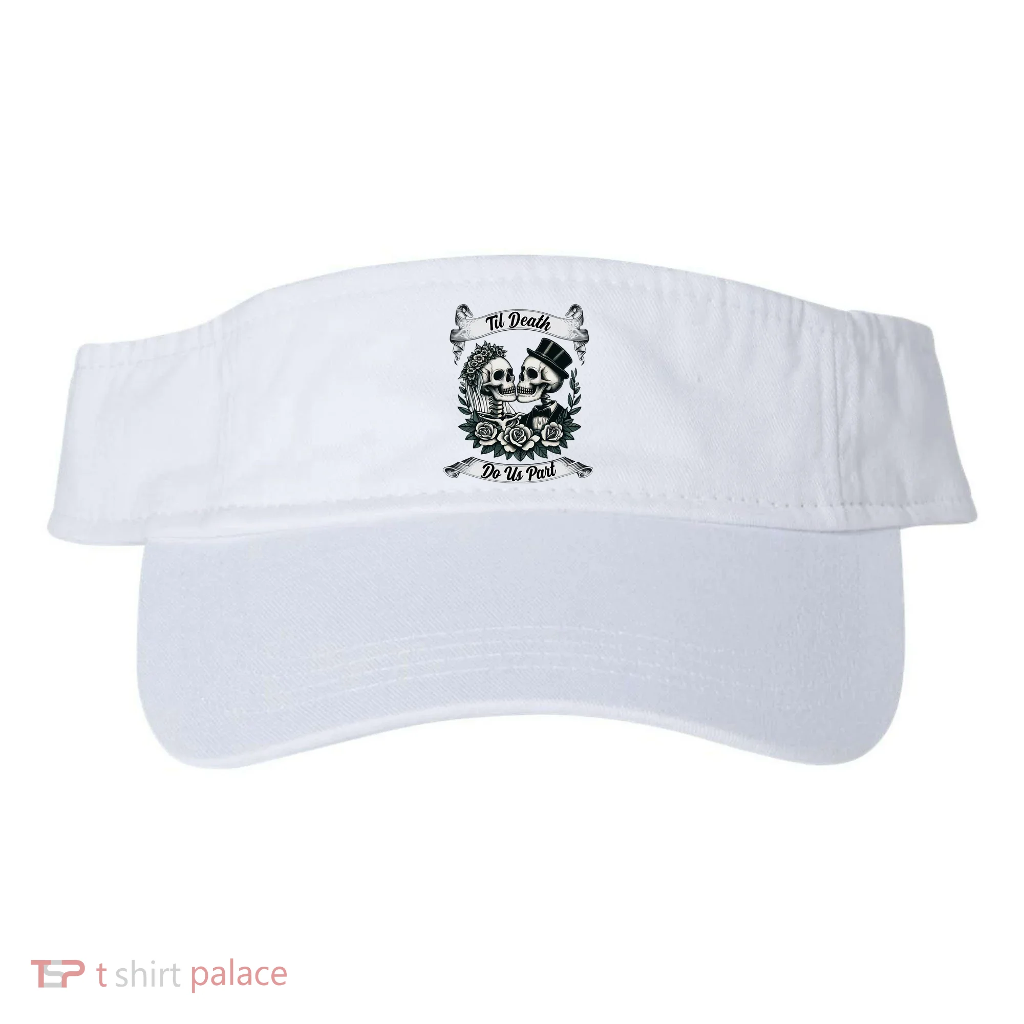Til Death Do Us Part Skeleton Bride & Groom Marriagewedding Visor