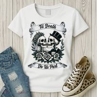 Til Death Do Us Part Skeleton Bride & Groom Marriagewedding Women's T-Shirt thumb 3