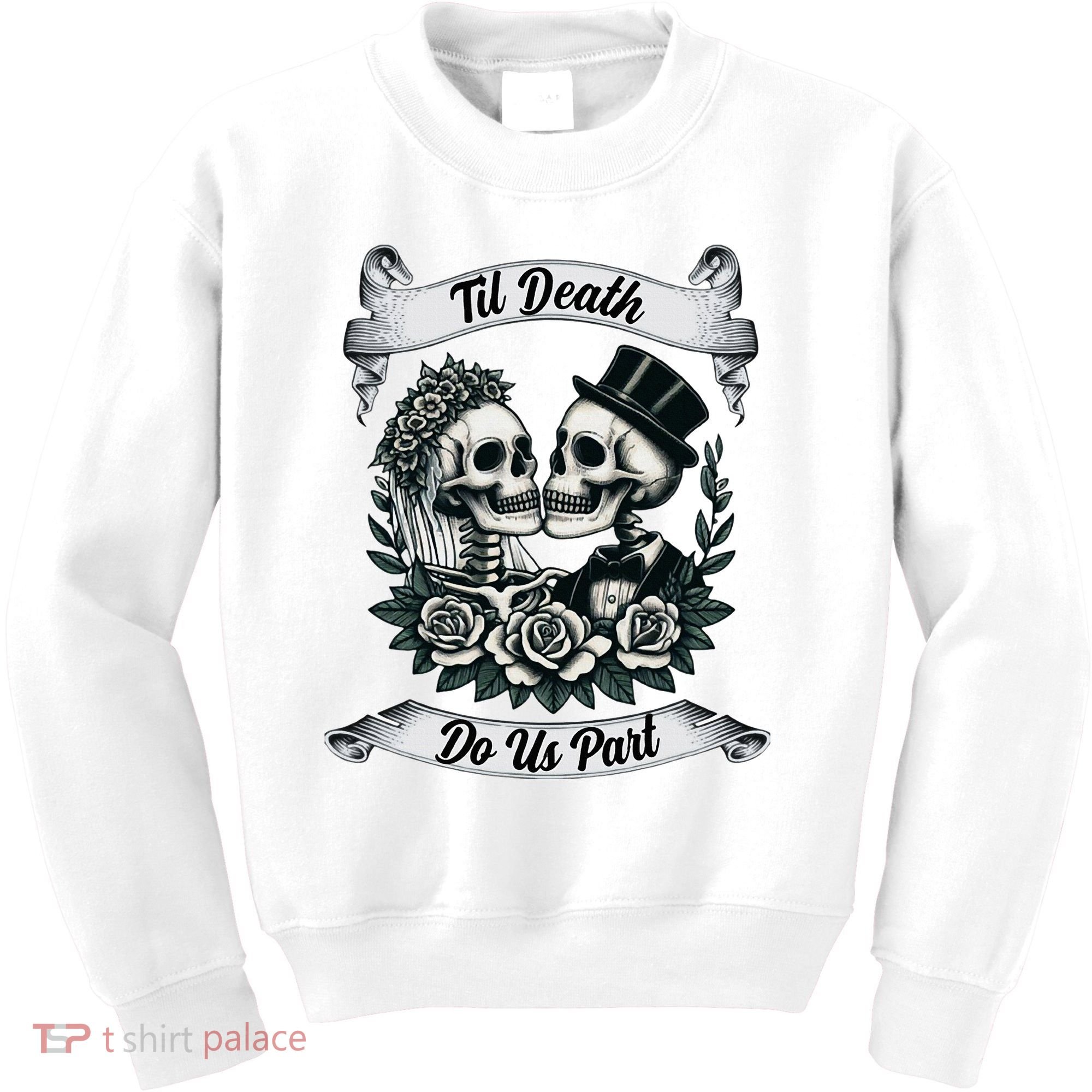 Til Death Do Us Part Skeleton Bride & Groom Marriagewedding Kids Sweatshirt