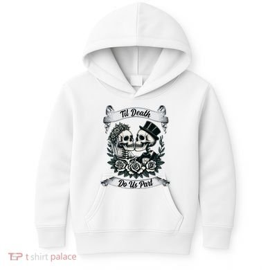 Til Death Do Us Part Skeleton Bride & Groom Marriagewedding Kids Hoodie