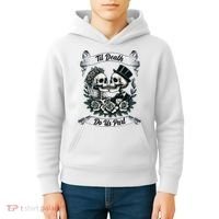Til Death Do Us Part Skeleton Bride & Groom Marriagewedding Kids Hoodie thumb 4
