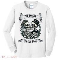 Til Death Do Us Part Skeleton Bride & Groom Marriagewedding Kids Long Sleeve Shirt thumb 0