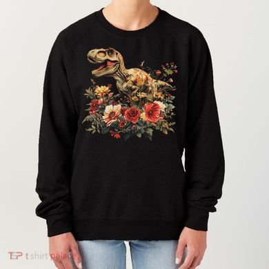 Trex Dinosaur Dino Floral Flower Women's Sweatshirt