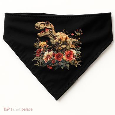 Trex Dinosaur Dino Floral Flower USA-Made Doggie Bandana