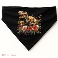 Trex Dinosaur Dino Floral Flower USA-Made Doggie Bandana thumb 0