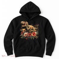 Trex Dinosaur Dino Floral Flower Hoodie thumb 0