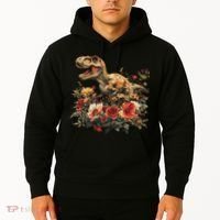 Trex Dinosaur Dino Floral Flower Hoodie thumb 2