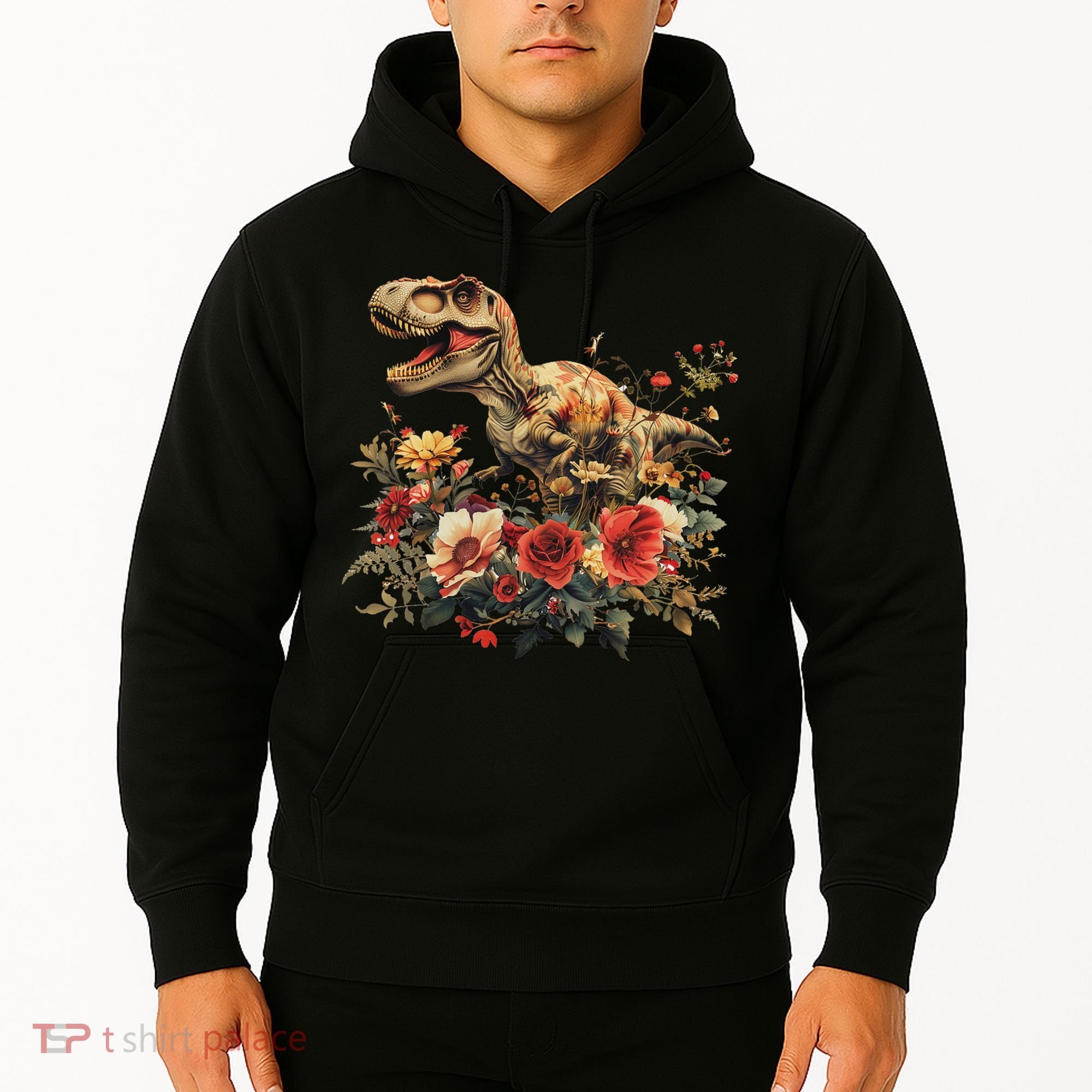 Trex Dinosaur Dino Floral Flower Hoodie
