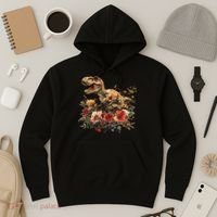 Trex Dinosaur Dino Floral Flower Hoodie thumb 3