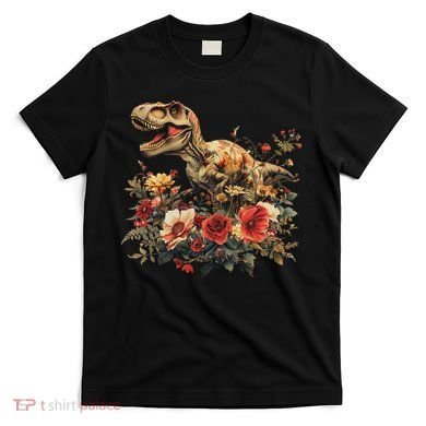 Trex Dinosaur Dino Floral Flower T-Shirt