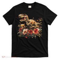 Trex Dinosaur Dino Floral Flower T-Shirt thumb 0