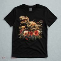 Trex Dinosaur Dino Floral Flower T-Shirt thumb 5