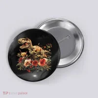 Trex Dinosaur Dino Floral Flower Button thumb 0