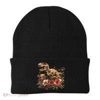 Trex Dinosaur Dino Floral Flower Beanie thumb 0